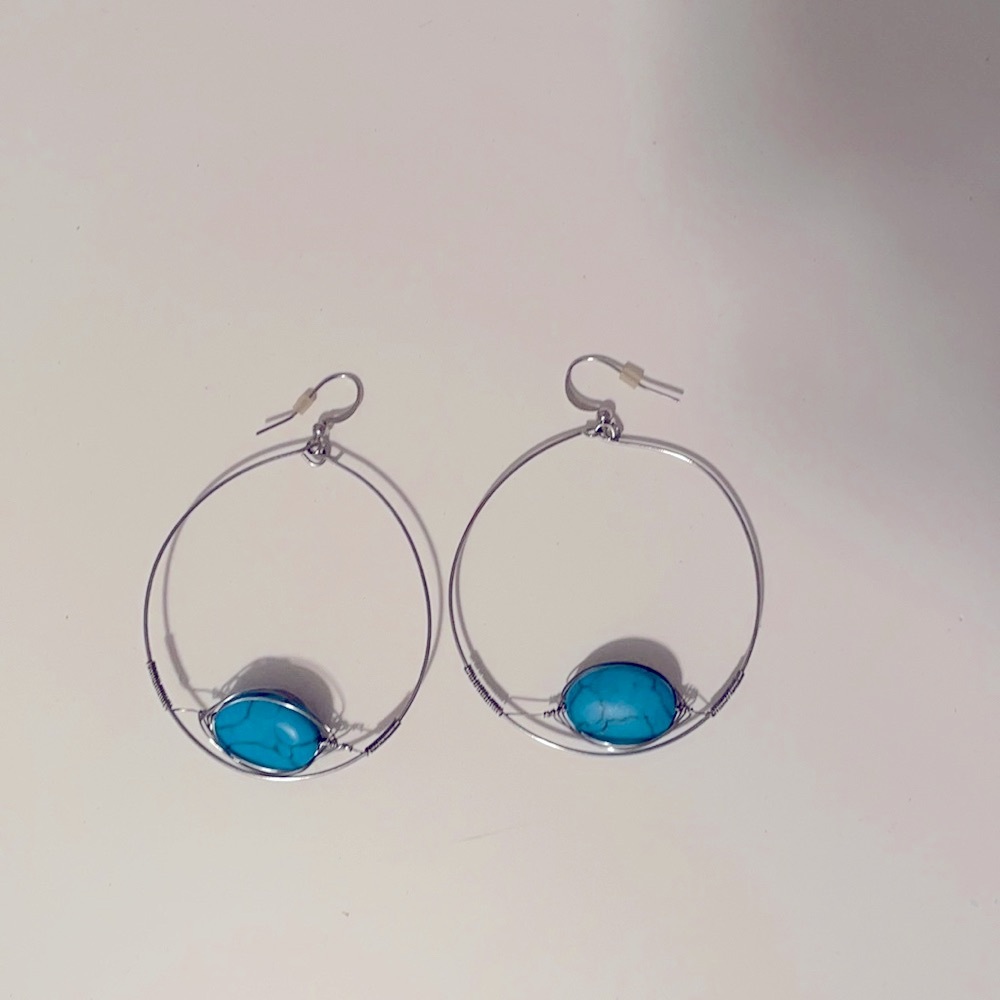 Artisan-designed Hoop and Turquoise Earrings